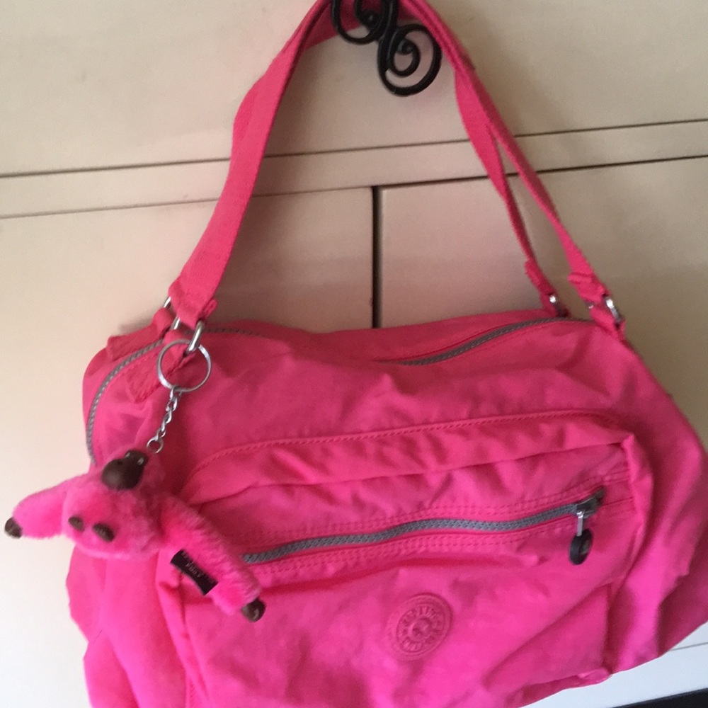 KIPLING cloth bag in hot pink, NEW